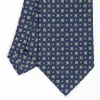 Dark Blue Sartorial Classic Silk Tie - Small Flower Pattern