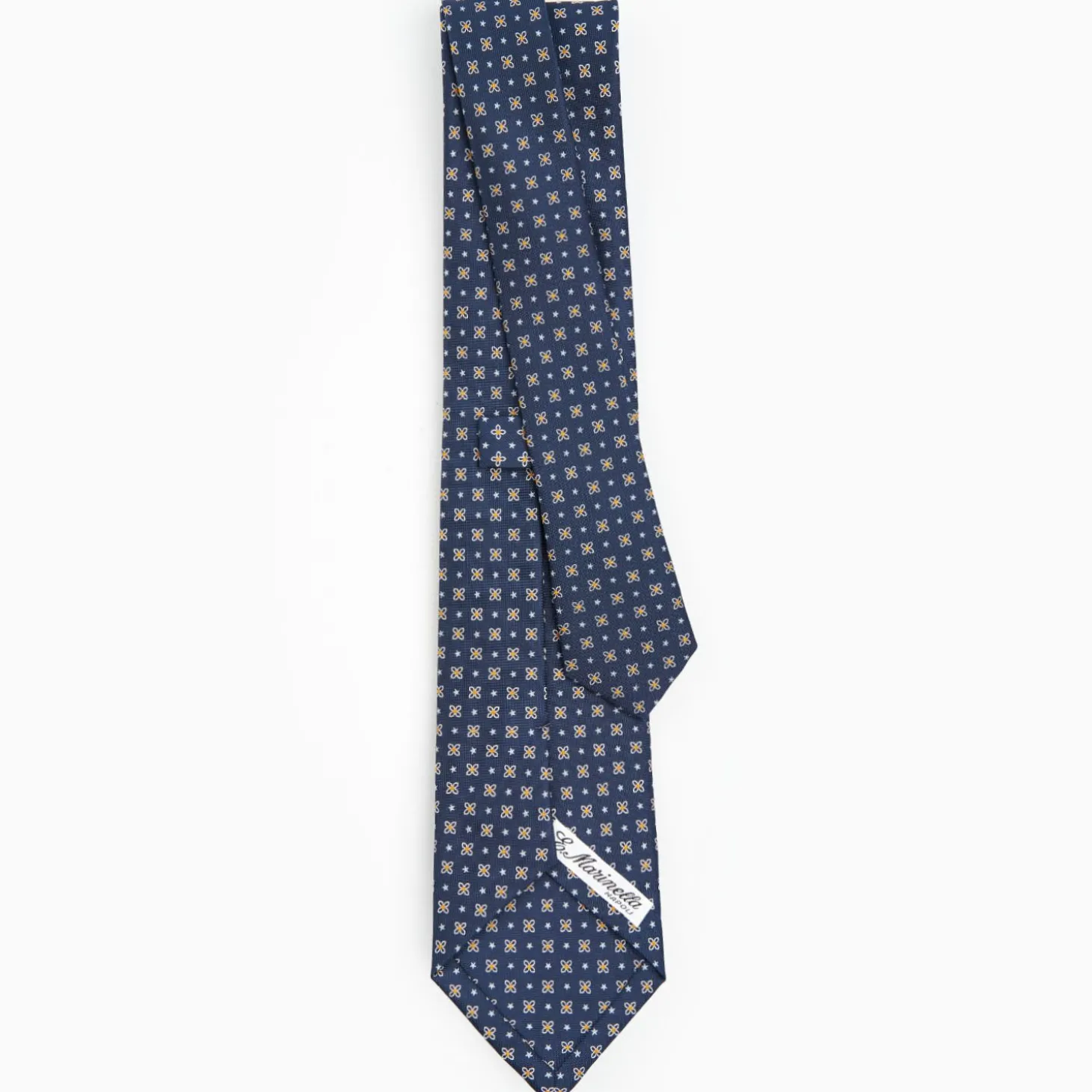 Dark Blue Sartorial Classic Silk Tie - Small Flower Pattern