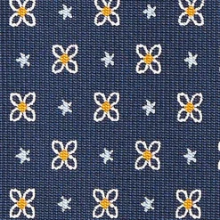 Dark Blue Sartorial Classic Silk Tie - Small Flower Pattern