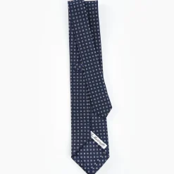 Dark Blue Sartorial Classic Silk Tie - Small Flower Pattern