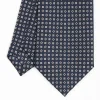 Dark Blue Sartorial Classic Silk Tie - Small Flower Pattern