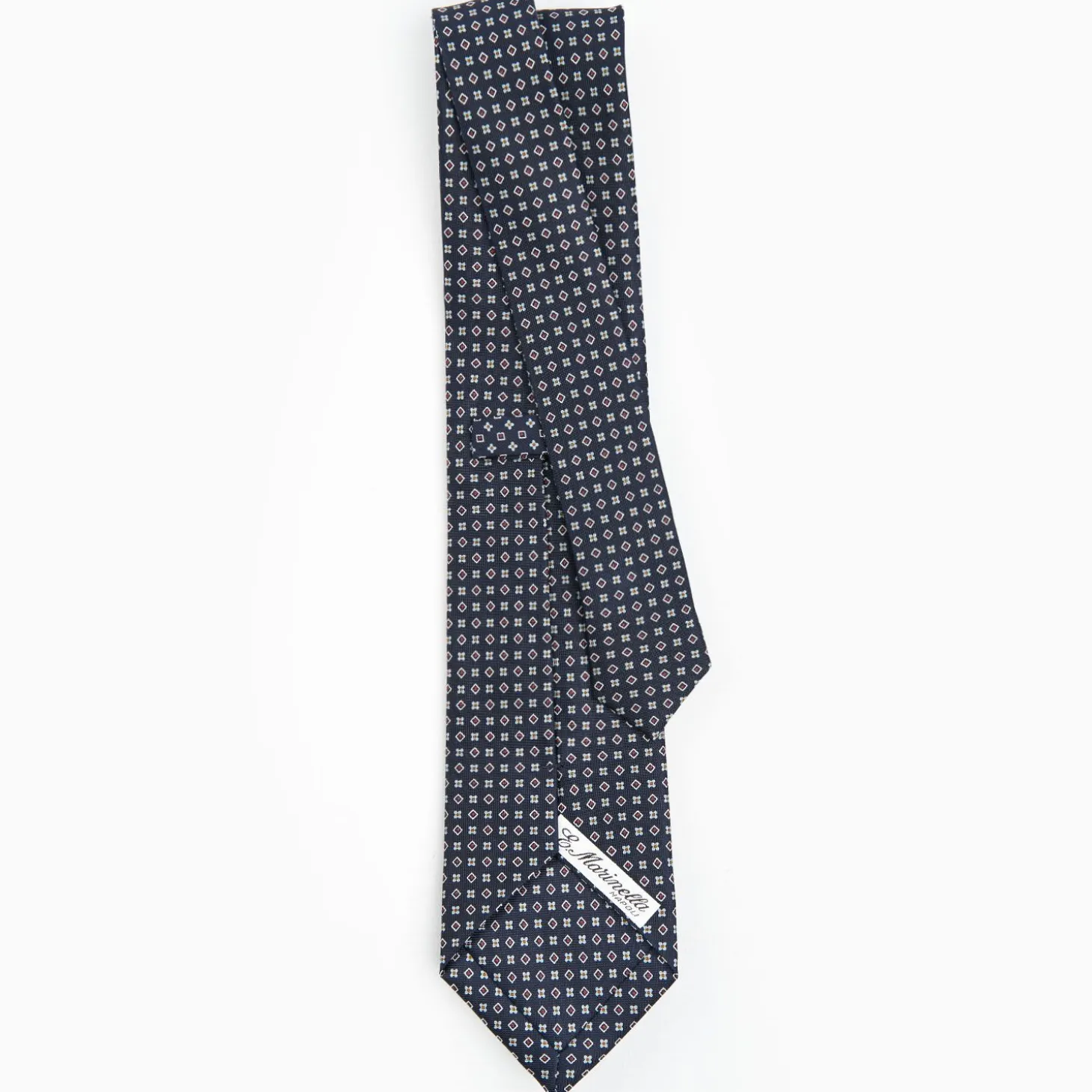 Dark Blue Sartorial Classic Silk Tie - Small Flower Pattern
