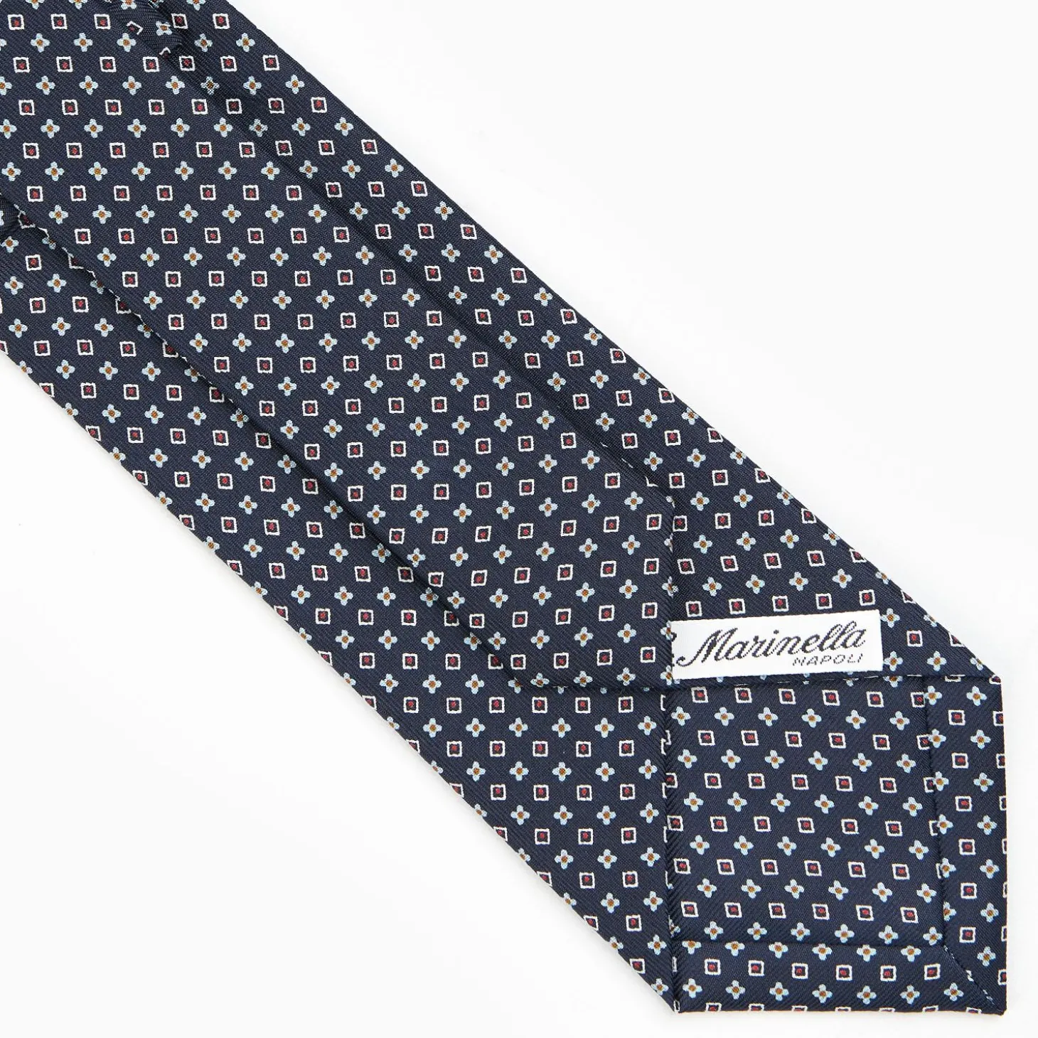 Dark Blue Sartorial Classic Silk Tie - Small Flower Pattern