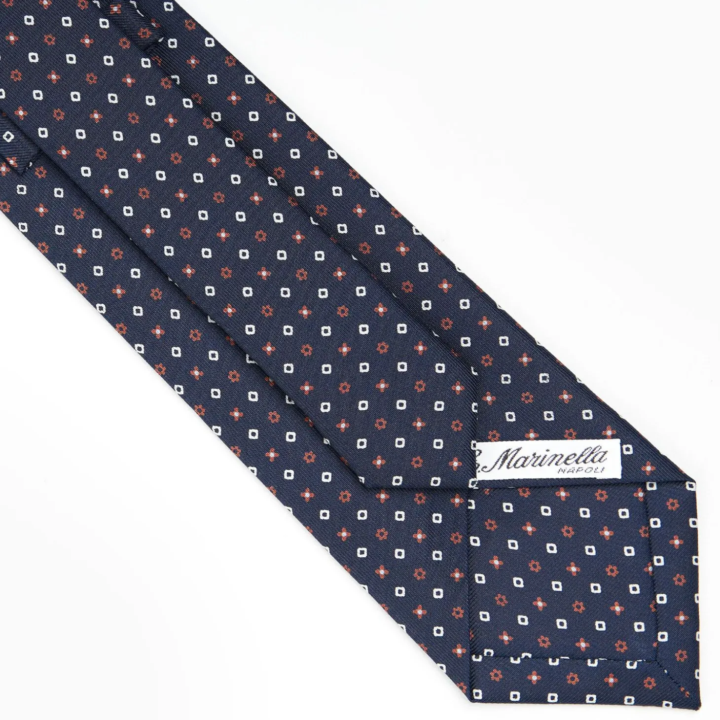 Dark Blue Sartorial Classic Silk Tie - Small Flower Designs