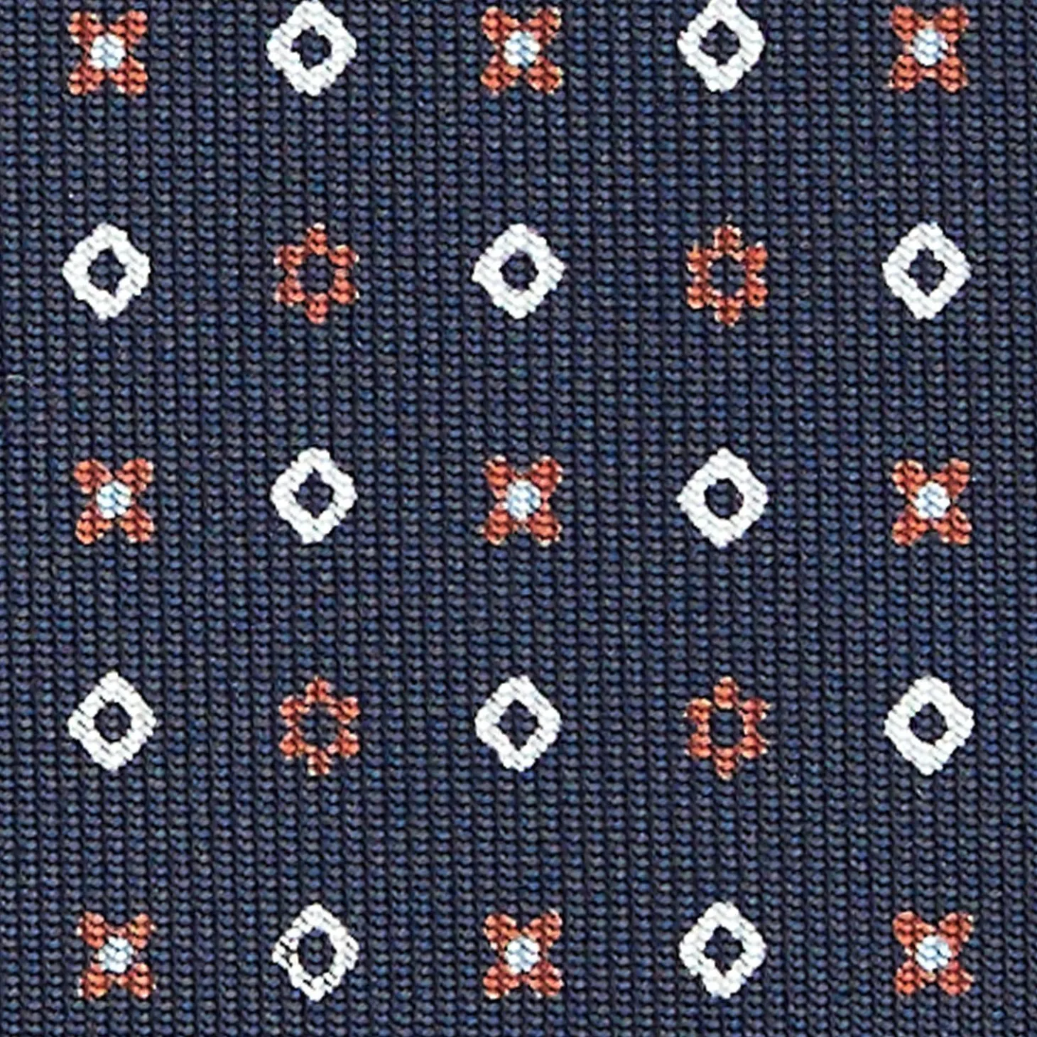 Dark Blue Sartorial Classic Silk Tie - Small Flower Designs