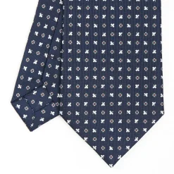 Dark Blue Sartorial Classic Silk Tie - Small Flower Designs