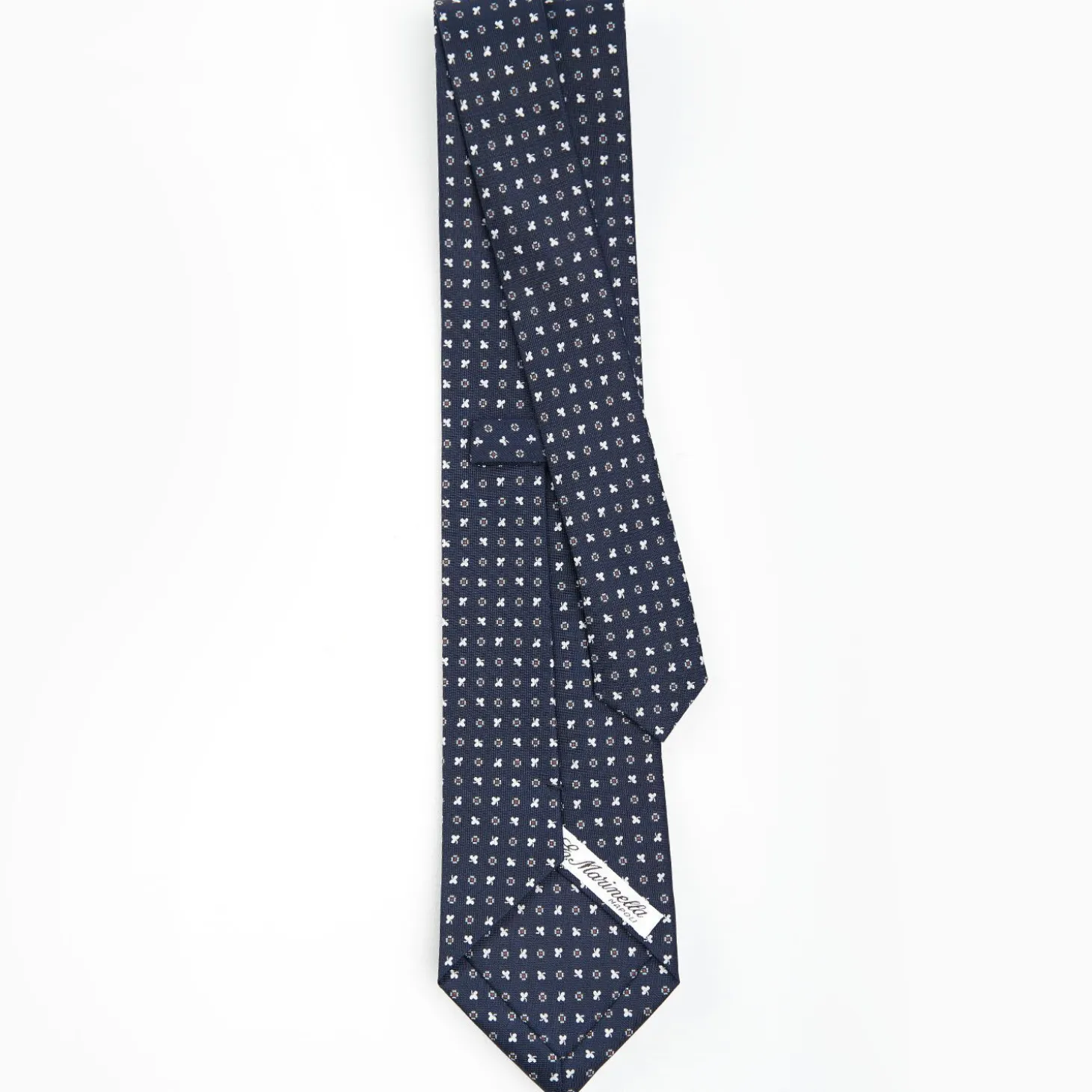 Dark Blue Sartorial Classic Silk Tie - Small Flower Designs