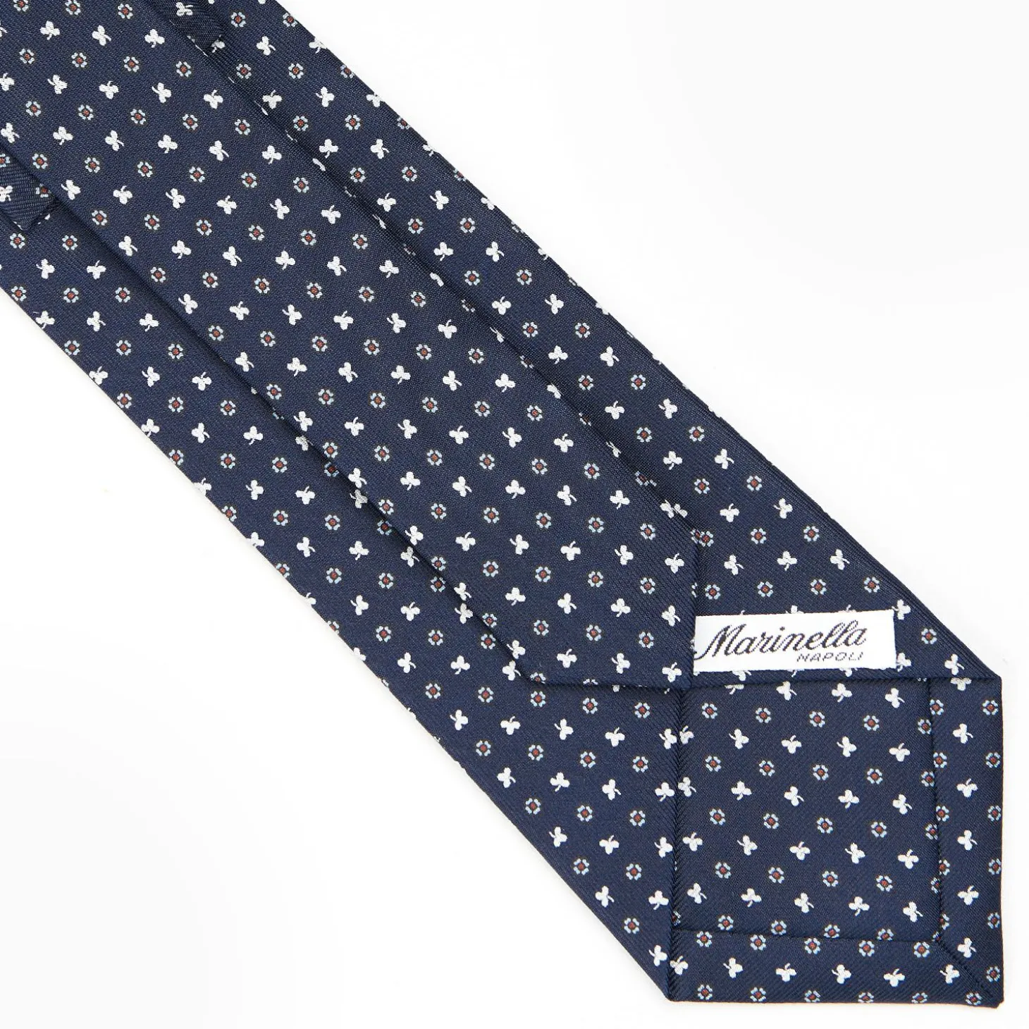 Dark Blue Sartorial Classic Silk Tie - Small Flower Designs