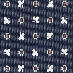 Dark Blue Sartorial Classic Silk Tie - Small Flower Designs