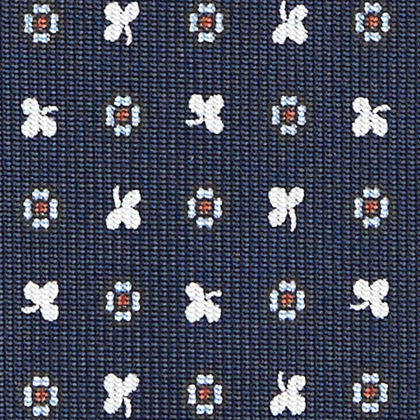 Dark Blue Sartorial Classic Silk Tie - Small Flower Designs