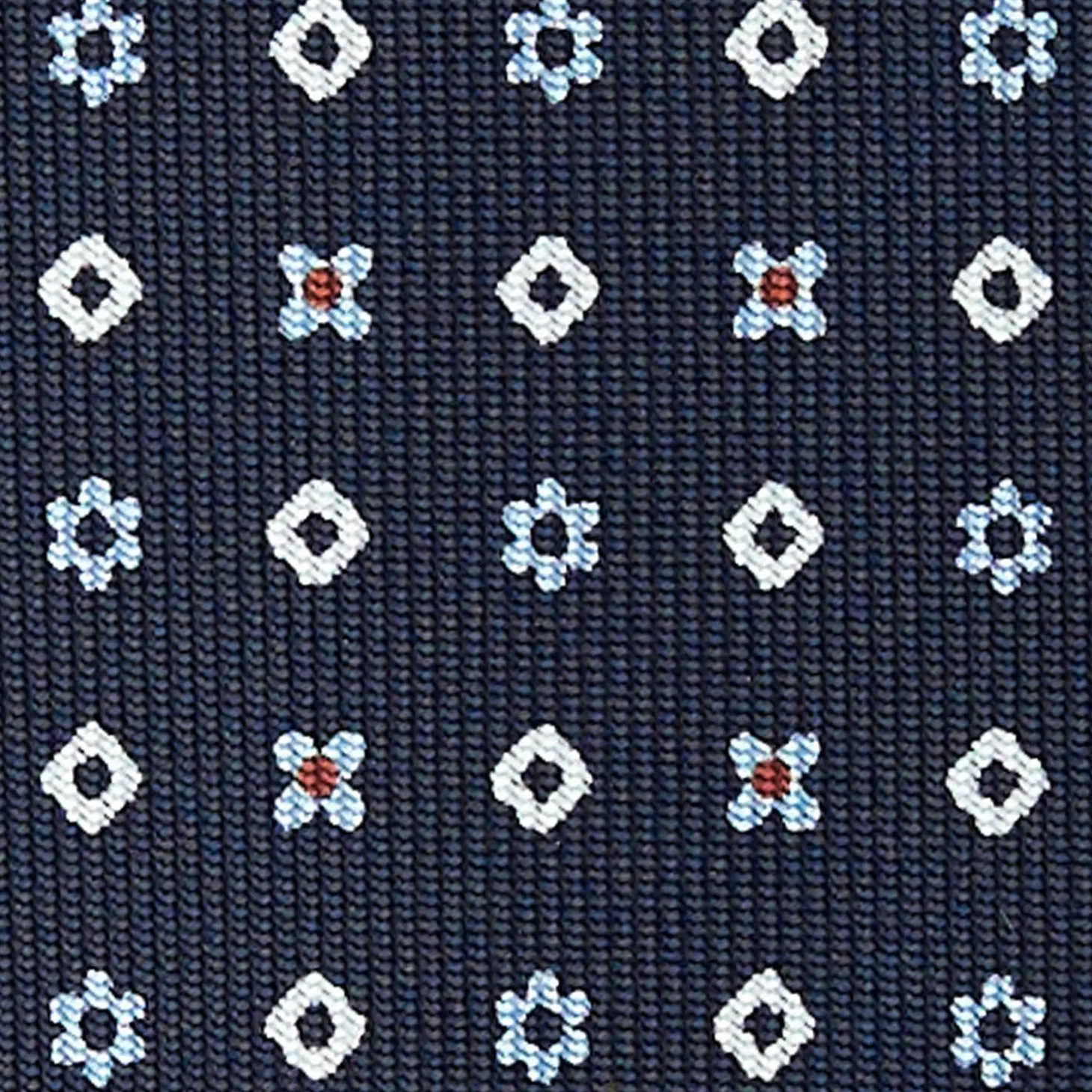 Dark Blue Sartorial Classic Silk Tie - Small Flower Designs