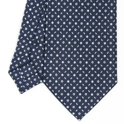 Dark Blue Sartorial Classic Silk Tie - Small Flower Designs