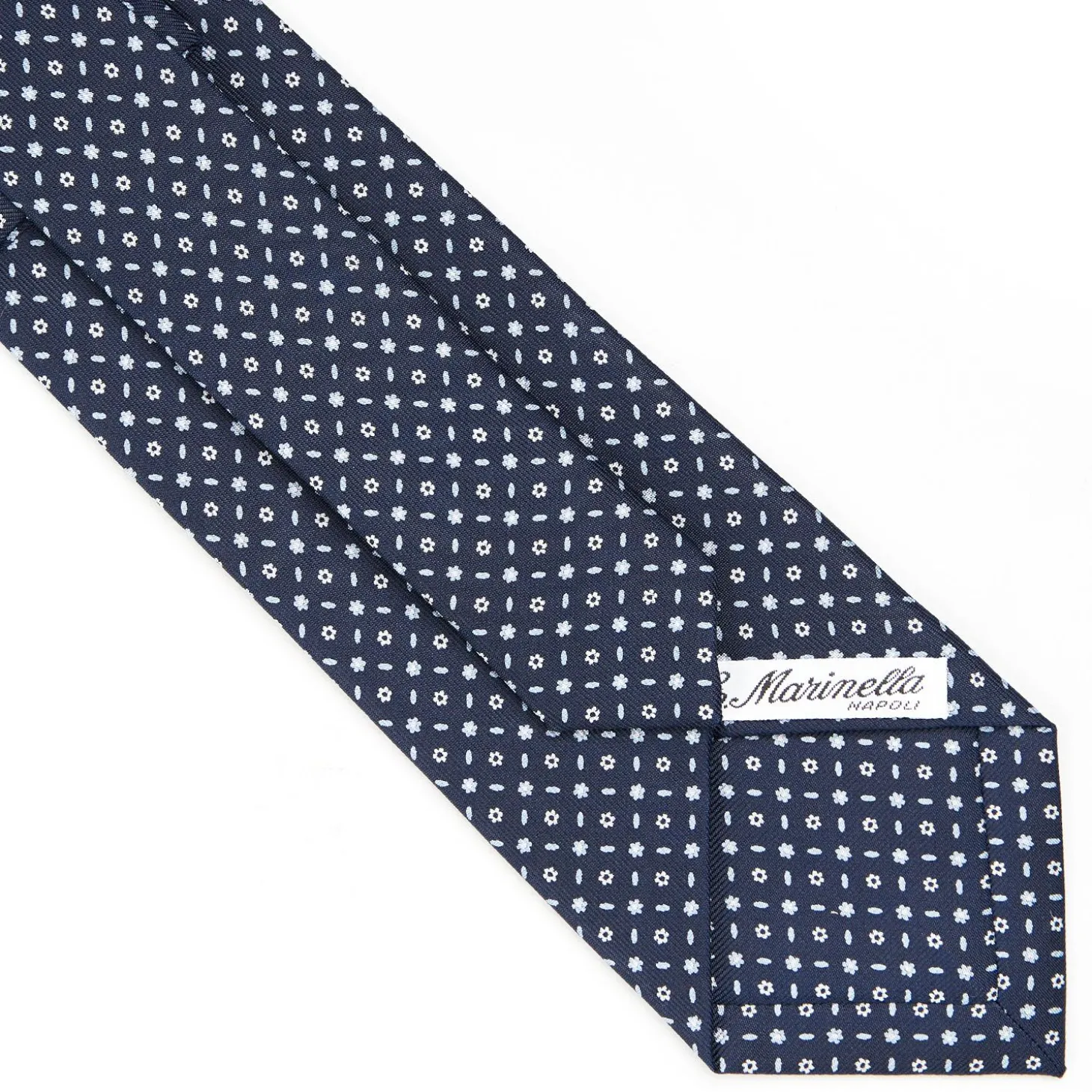 Dark Blue Sartorial Classic Silk Tie - Small Flower Designs