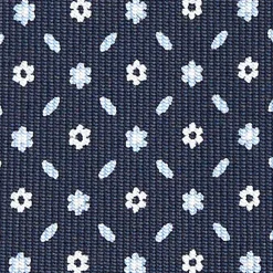 Dark Blue Sartorial Classic Silk Tie - Small Flower Designs
