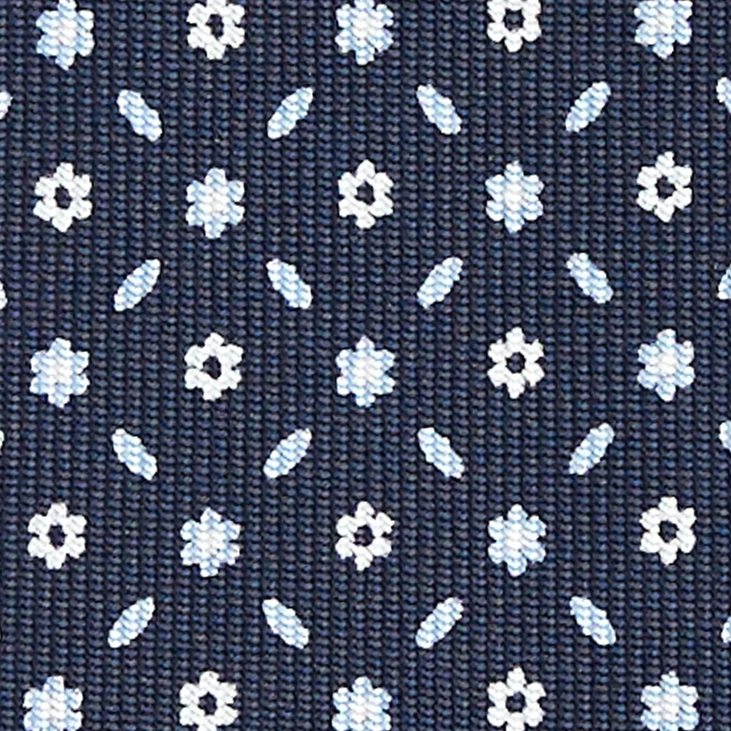 Dark Blue Sartorial Classic Silk Tie - Small Flower Designs