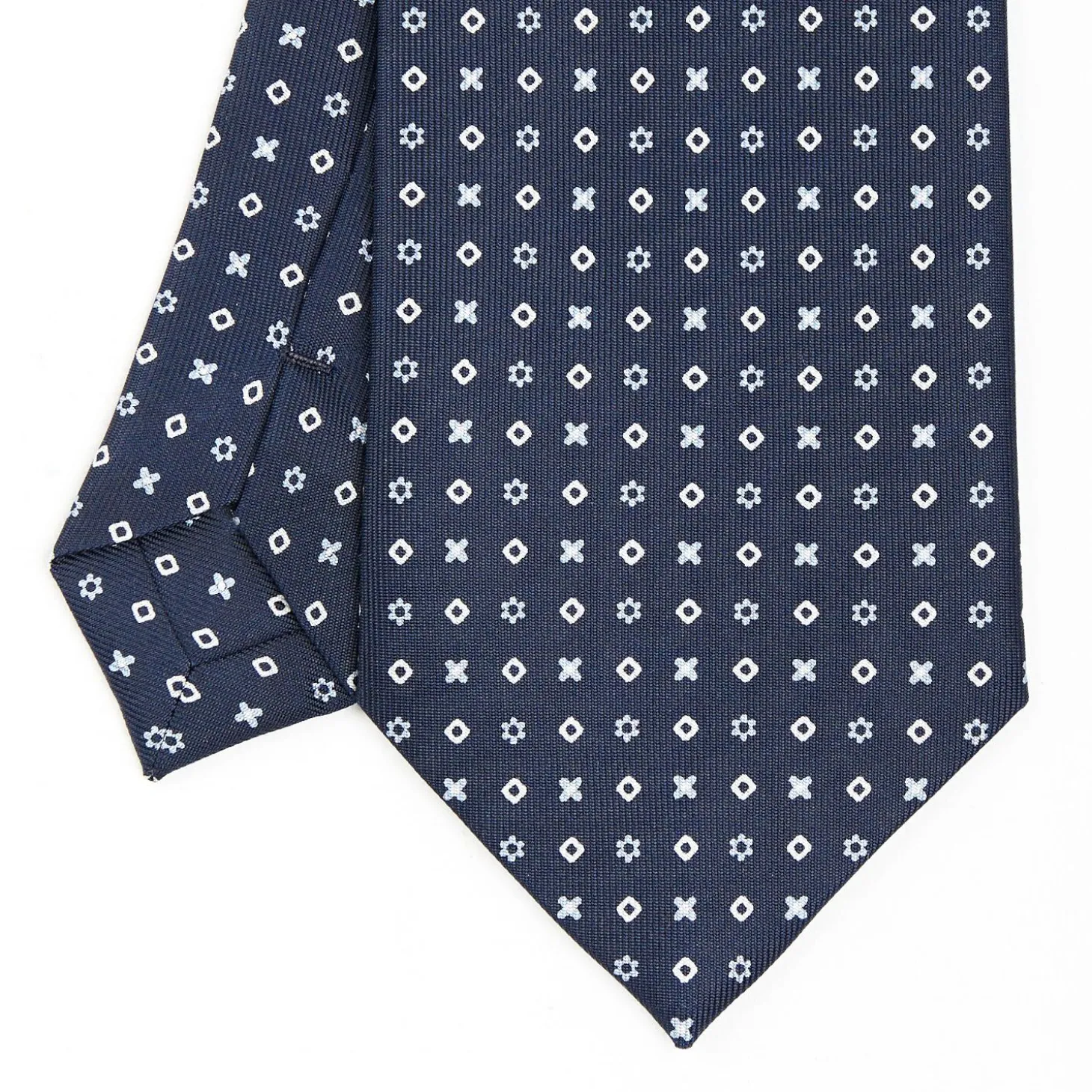 Dark Blue Sartorial Classic Silk Tie - Small Flower Designs