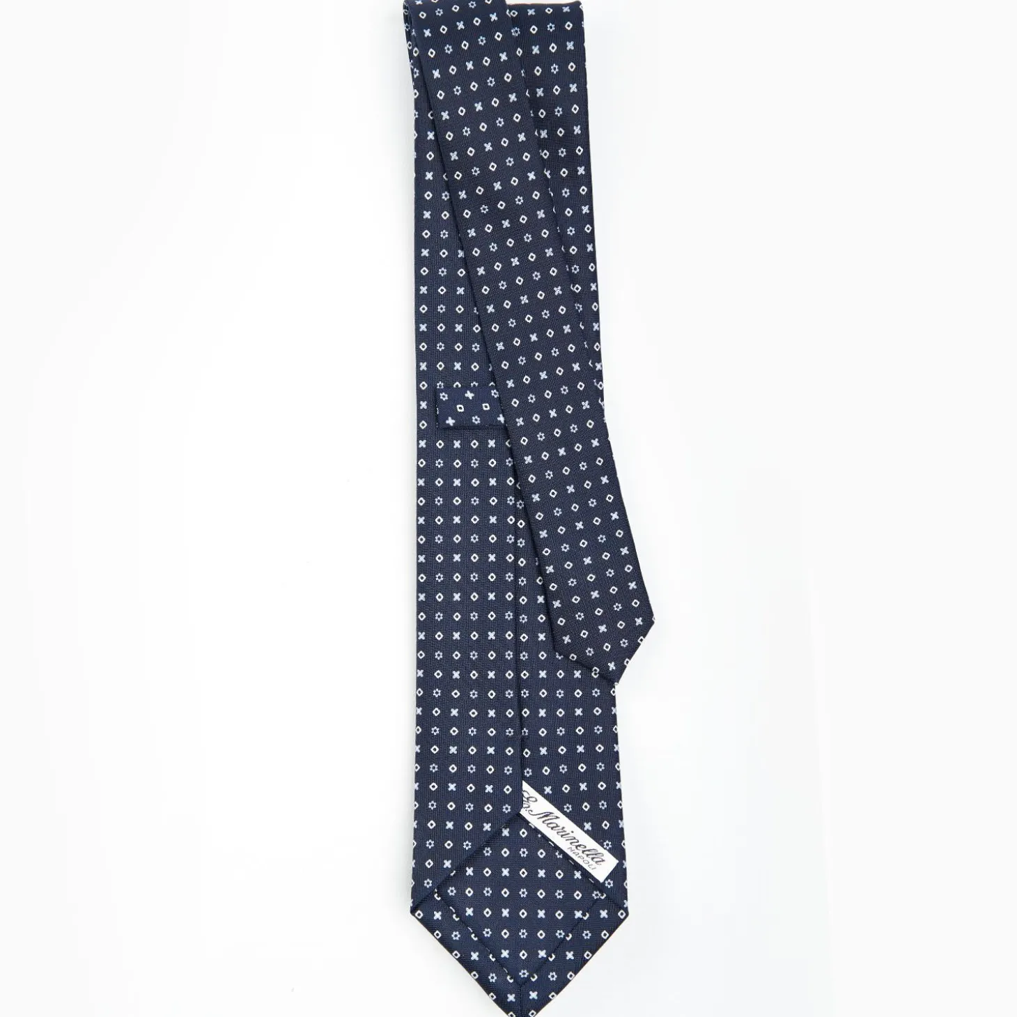 Dark Blue Sartorial Classic Silk Tie - Small Flower Designs