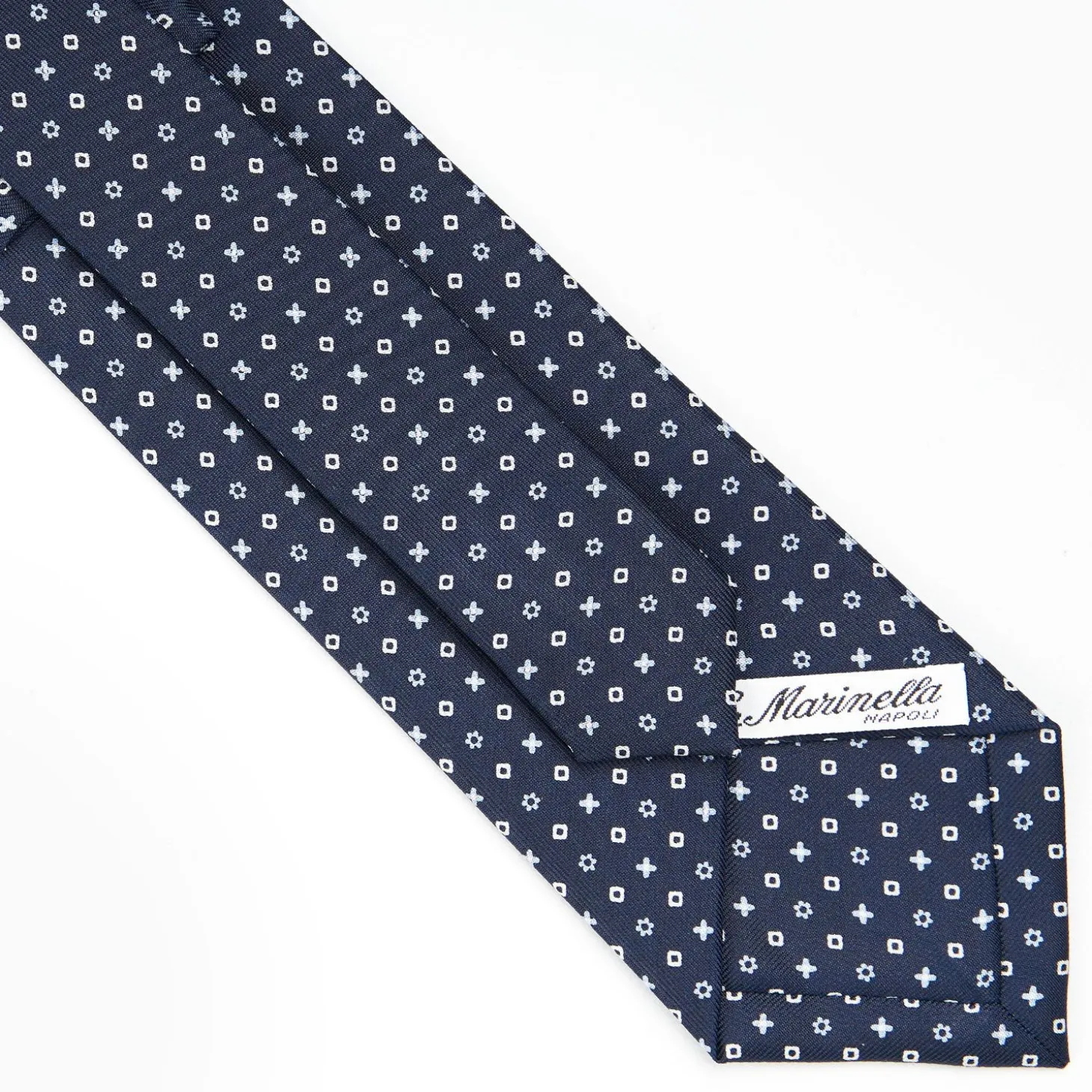 Dark Blue Sartorial Classic Silk Tie - Small Flower Designs