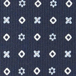 Dark Blue Sartorial Classic Silk Tie - Small Flower Designs