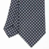 Dark Blue Sartorial Classic Silk Tie - Small Flower Pattern