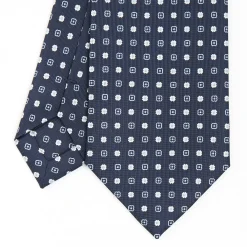 Dark Blue Sartorial Classic Silk Tie - Small Flower Designs