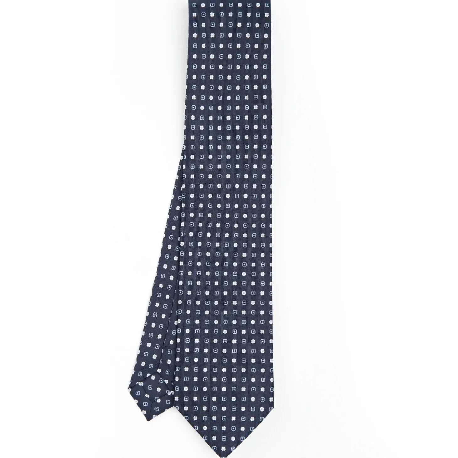 Dark Blue Sartorial Classic Silk Tie - Small Flower Designs