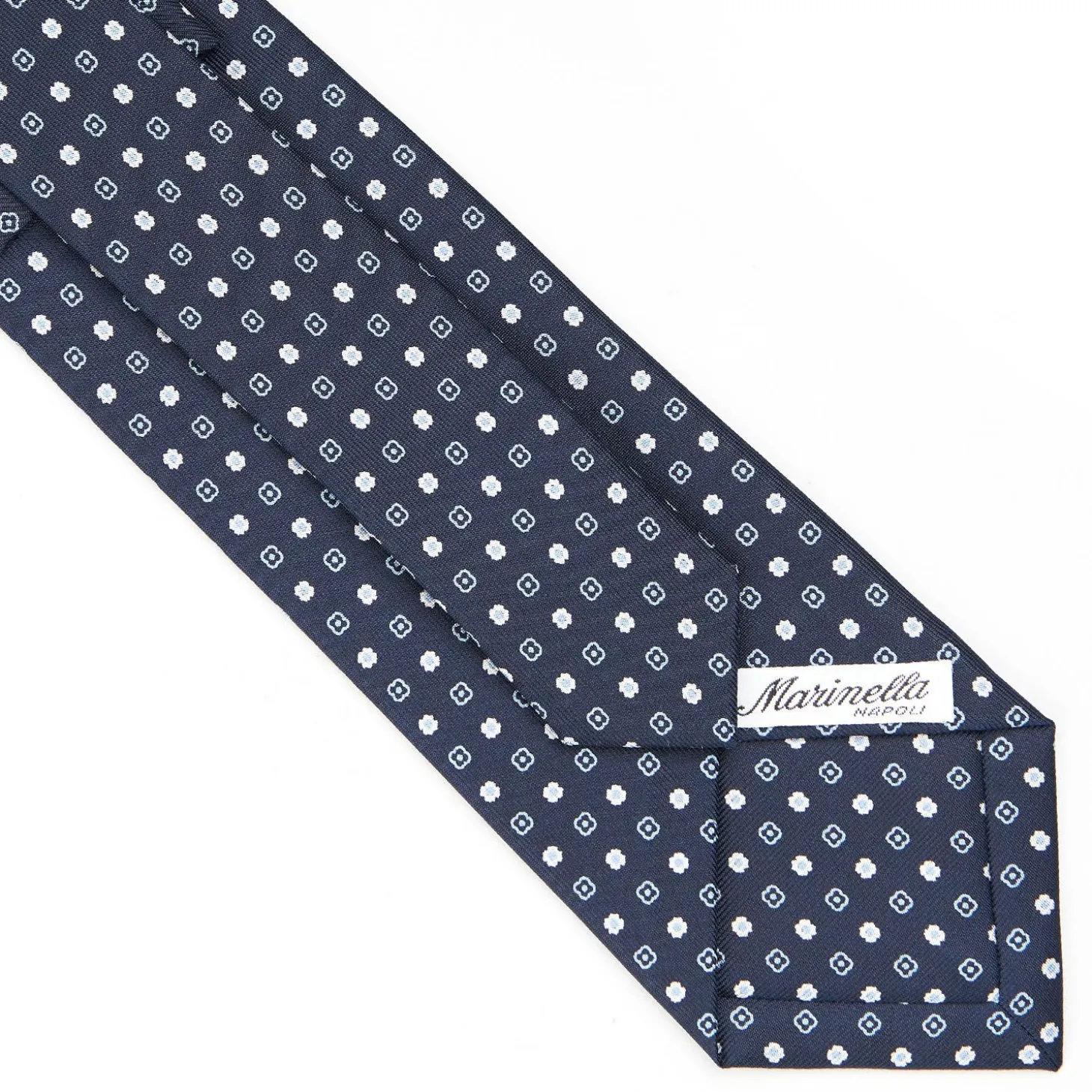 Dark Blue Sartorial Classic Silk Tie - Small Flower Designs