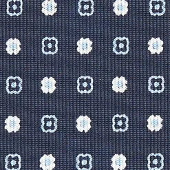 Dark Blue Sartorial Classic Silk Tie - Small Flower Designs