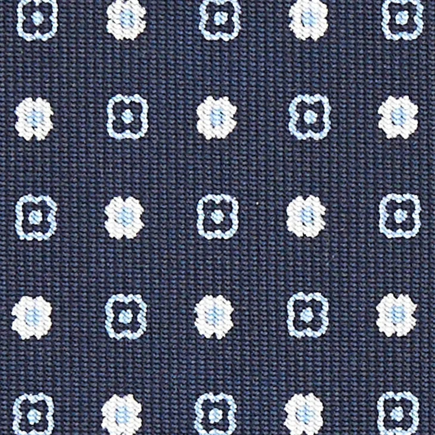 Dark Blue Sartorial Classic Silk Tie - Small Flower Designs