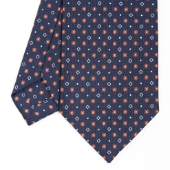 Dark Blue Sartorial Classic Silk Tie - Small Flower Designs