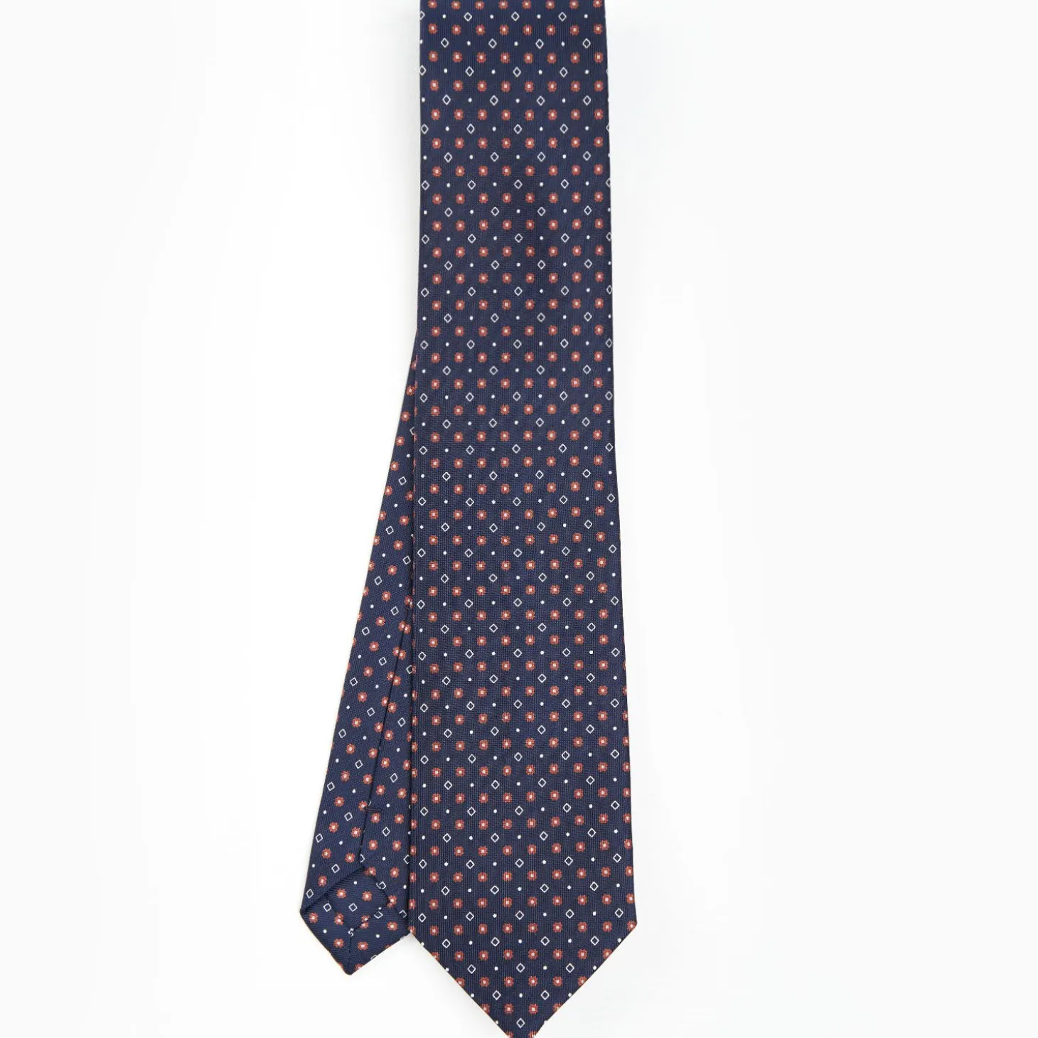 Dark Blue Sartorial Classic Silk Tie - Small Flower Designs
