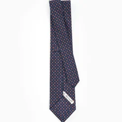 Dark Blue Sartorial Classic Silk Tie - Small Flower Designs