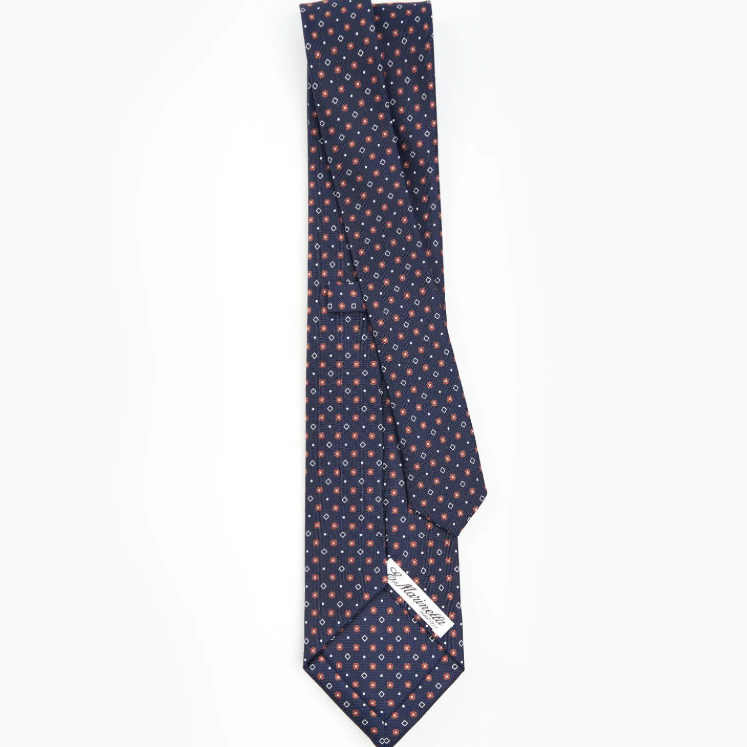 Dark Blue Sartorial Classic Silk Tie - Small Flower Designs