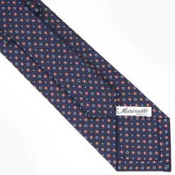 Dark Blue Sartorial Classic Silk Tie - Small Flower Designs