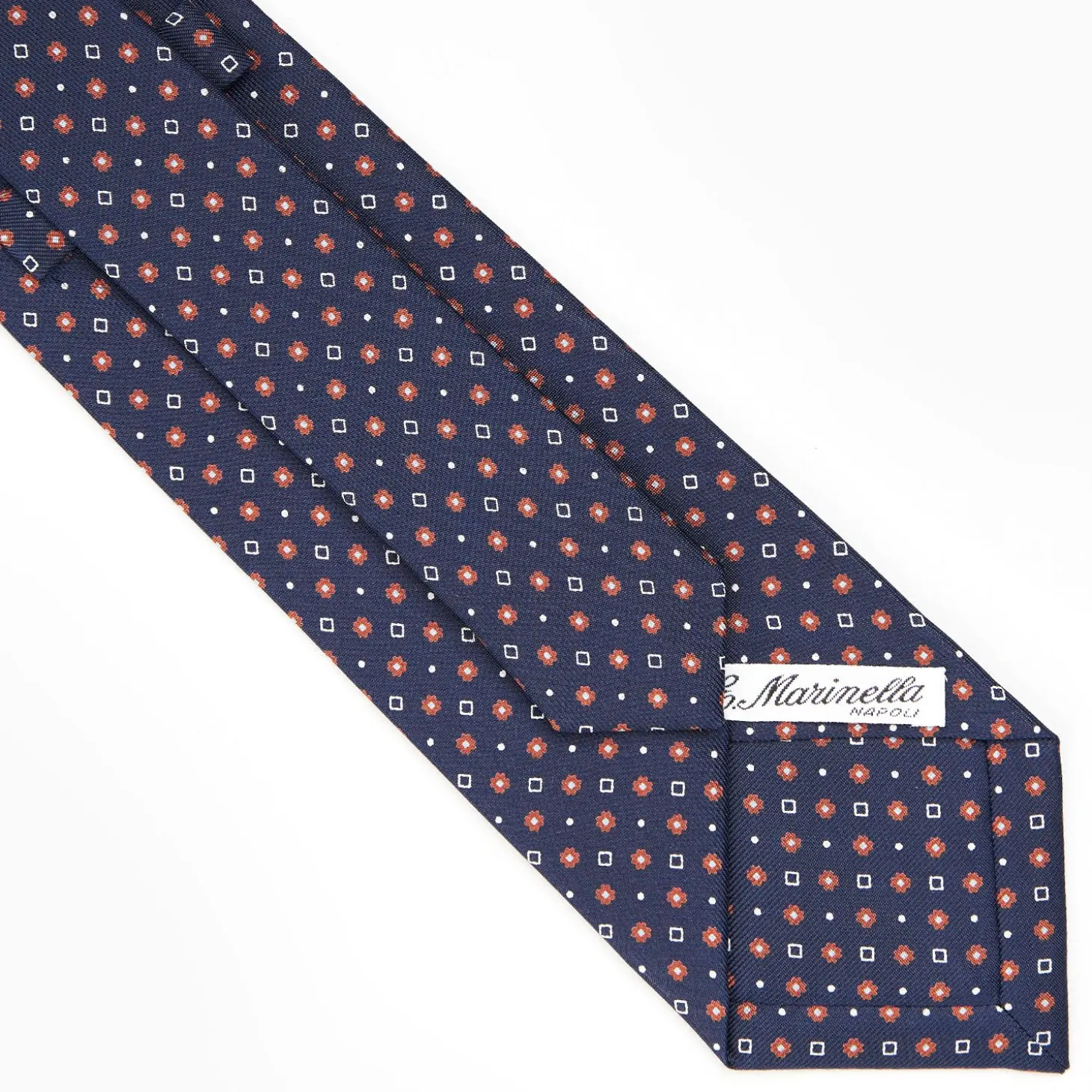 Dark Blue Sartorial Classic Silk Tie - Small Flower Designs