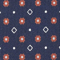 Dark Blue Sartorial Classic Silk Tie - Small Flower Designs