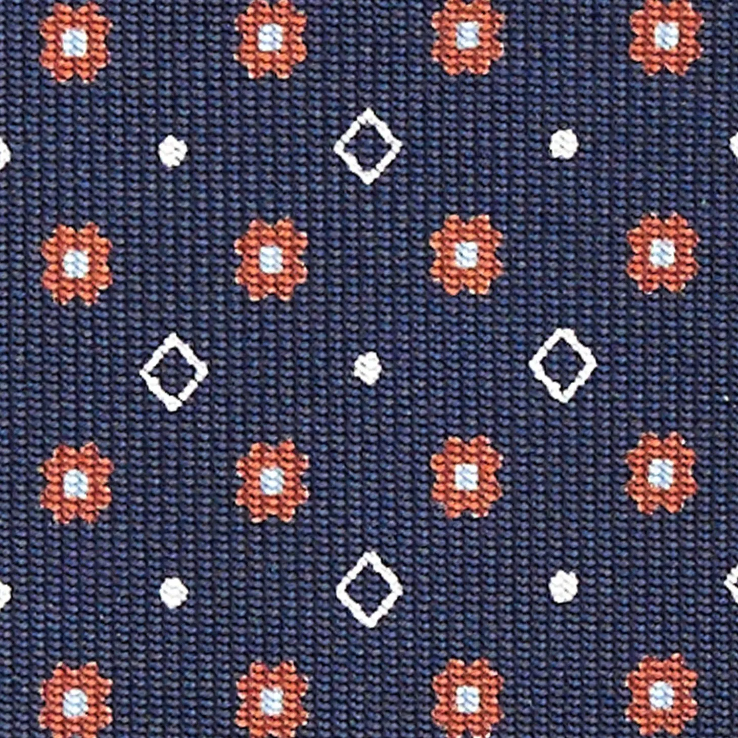 Dark Blue Sartorial Classic Silk Tie - Small Flower Designs