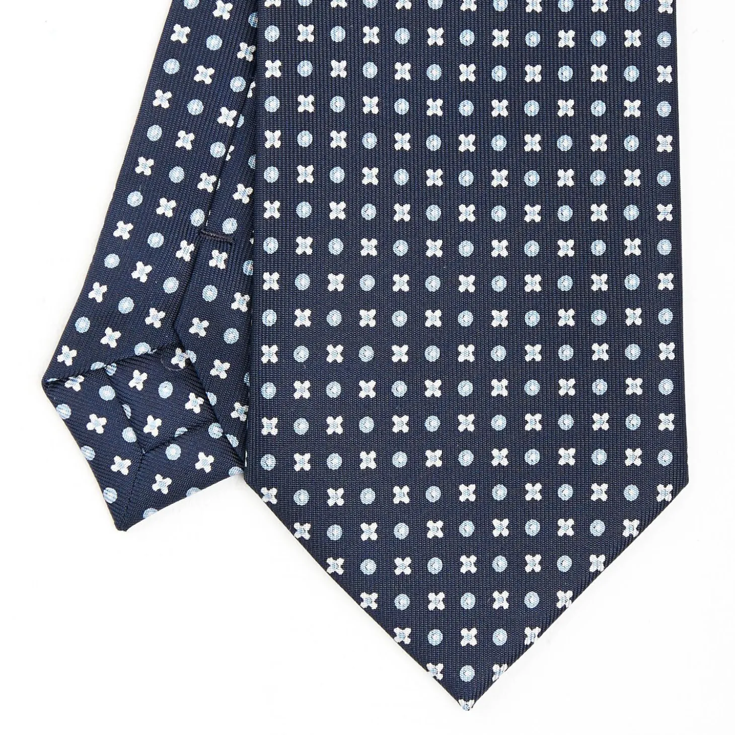Dark Blue Sartorial Classic Silk Tie - Small Flower Designs