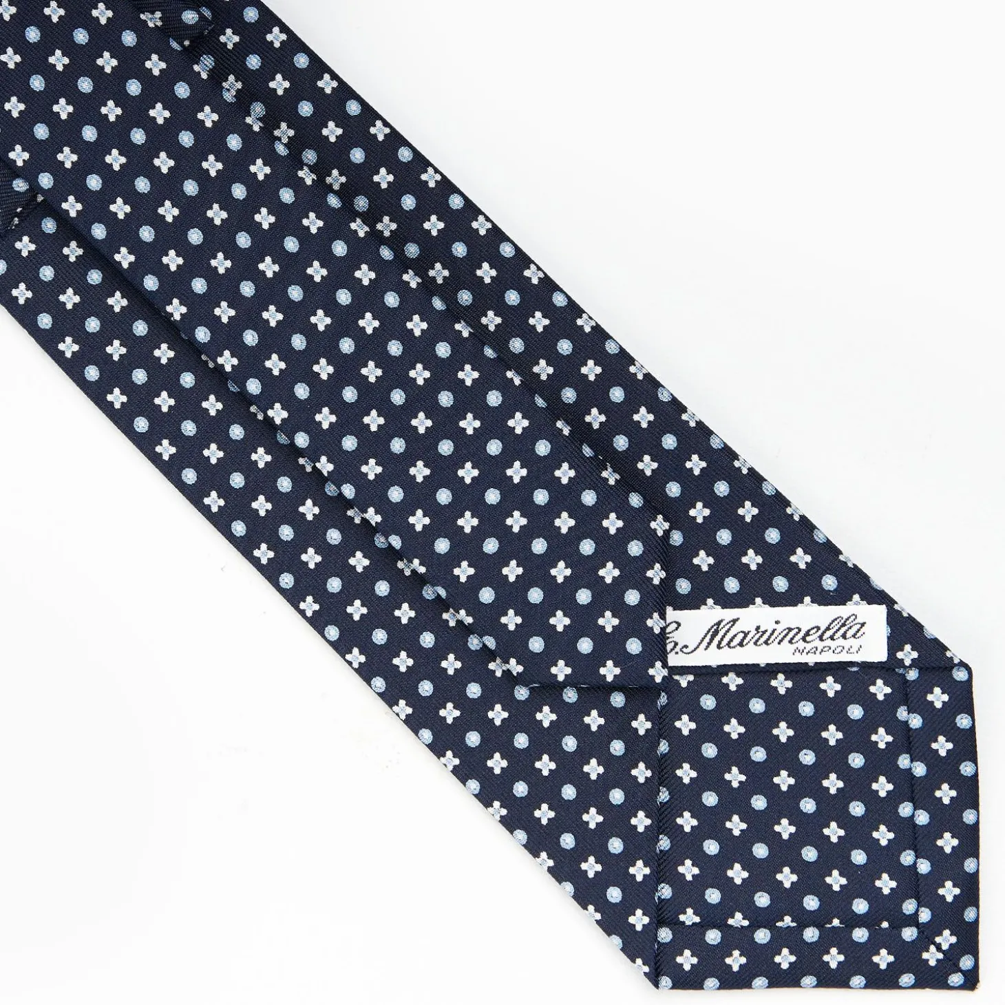 Dark Blue Sartorial Classic Silk Tie - Small Flower Designs