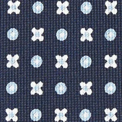 Dark Blue Sartorial Classic Silk Tie - Small Flower Designs