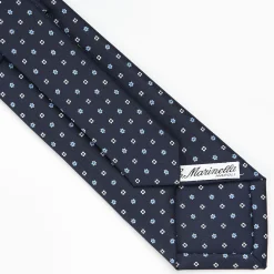 Dark Blue Sartorial Classic Silk Tie - Small Flower Pattern