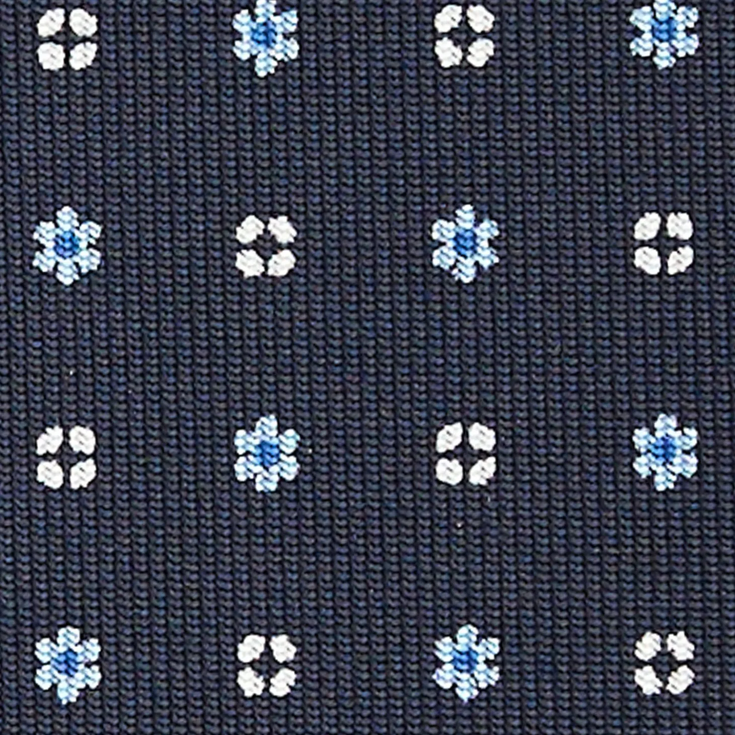 Dark Blue Sartorial Classic Silk Tie - Small Flower Pattern
