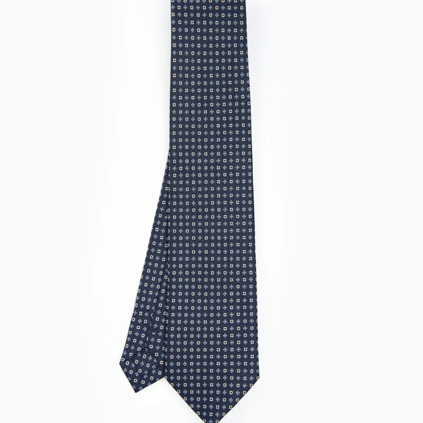 Dark Blue Sartorial Classic Silk Tie - Small Flower Designs