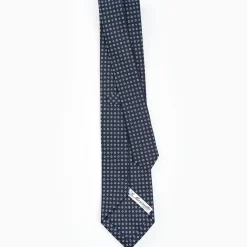 Dark Blue Sartorial Classic Silk Tie - Small Flower Designs