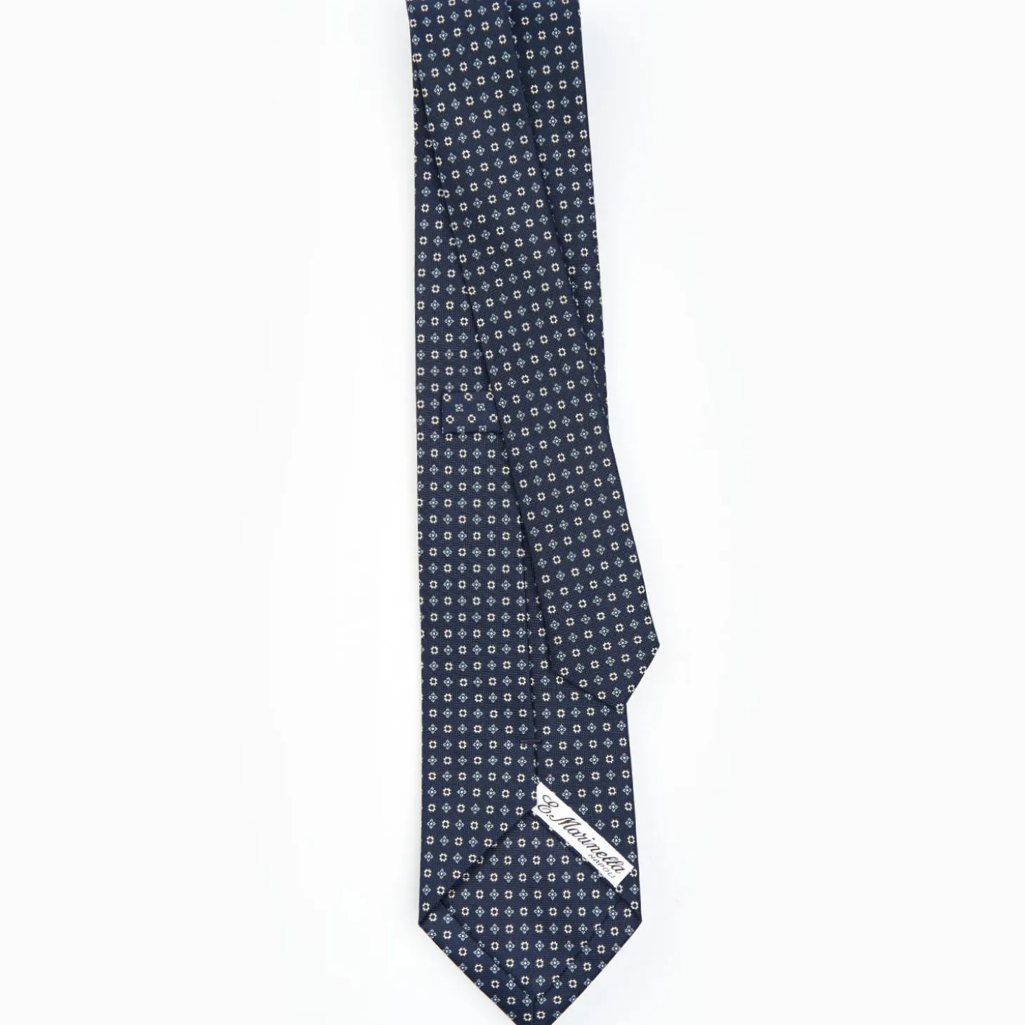 Dark Blue Sartorial Classic Silk Tie - Small Flower Designs