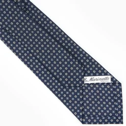 Dark Blue Sartorial Classic Silk Tie - Small Flower Designs
