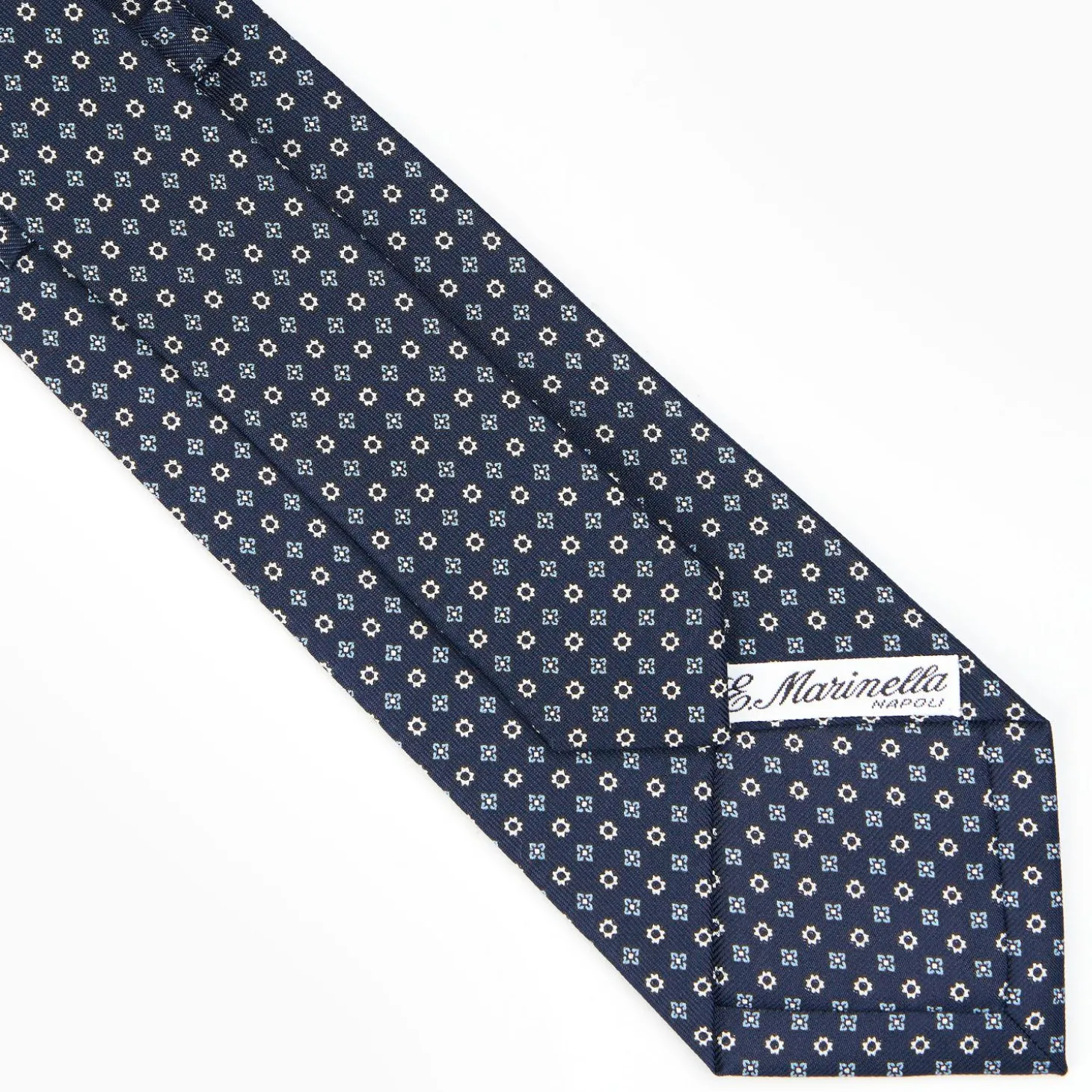 Dark Blue Sartorial Classic Silk Tie - Small Flower Designs