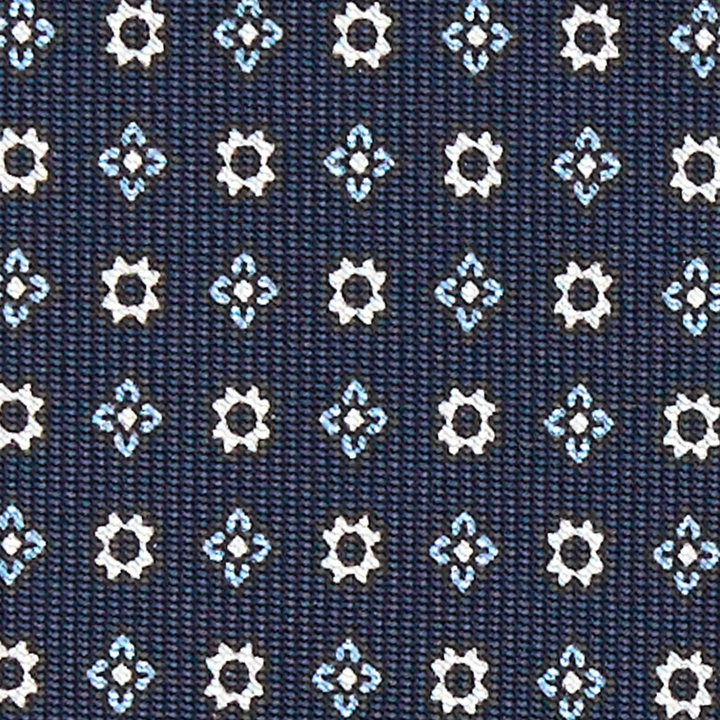 Dark Blue Sartorial Classic Silk Tie - Small Flower Designs