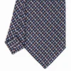 Dark Blue Sartorial Classic Silk Tie - Small Flower Designs