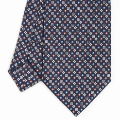 Dark Blue Sartorial Classic Silk Tie - Small Flower Designs